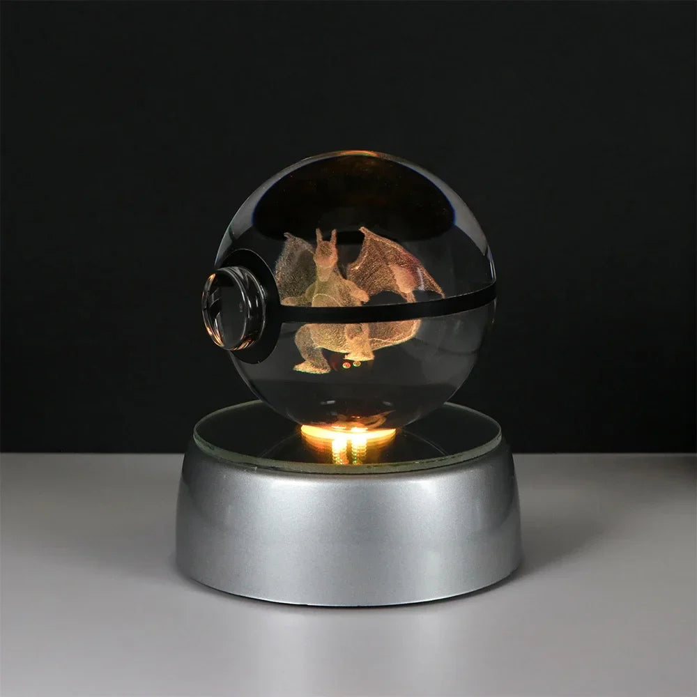 Pokemon Crystal Ball Night Light – Pikachu, Gengar, Eevee, Mewtwo & Lucario LED Pokeball, Kids Birthday Gift & Home Decor