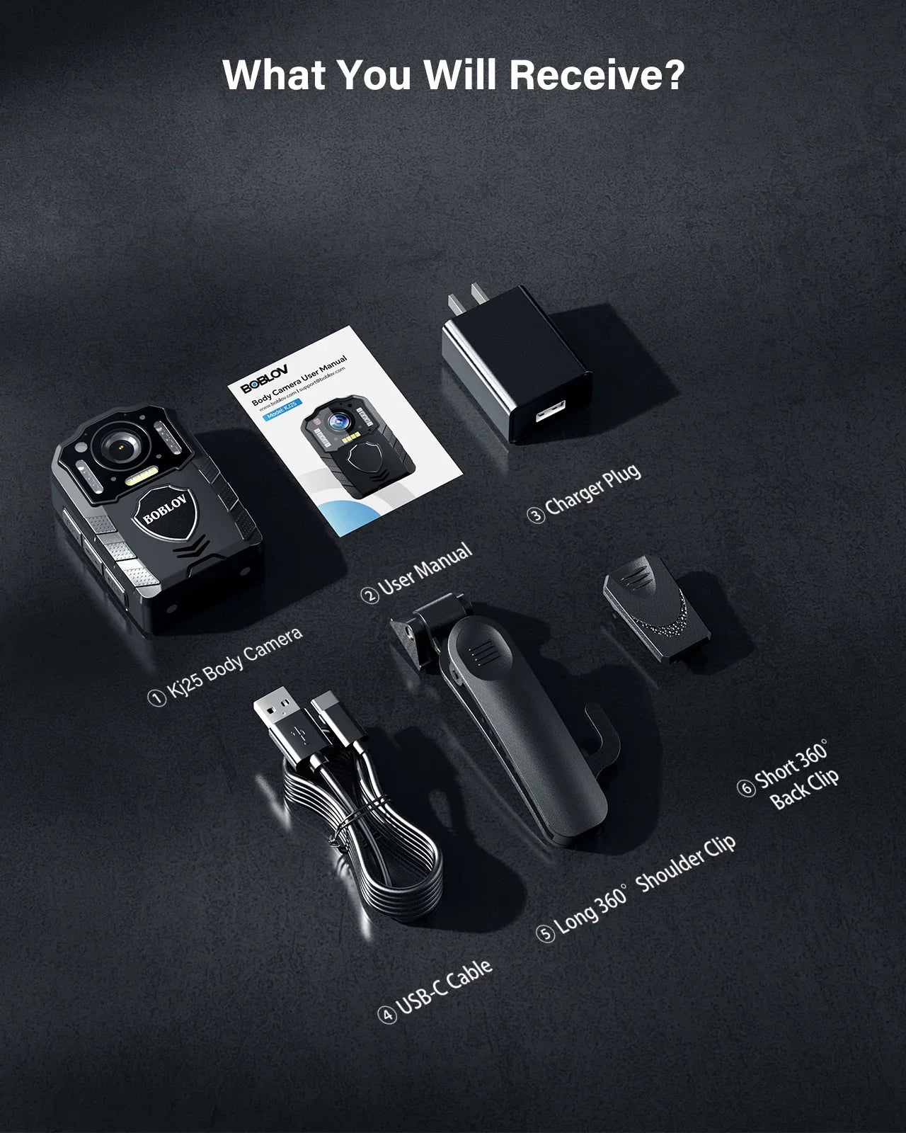 BOBLOV KJ25 1080p Body Camera — 3000mAh Night Vision Camcorder with 13H Recording, Police & Law Enforcement Camera, Ideal for Hiking & Riding