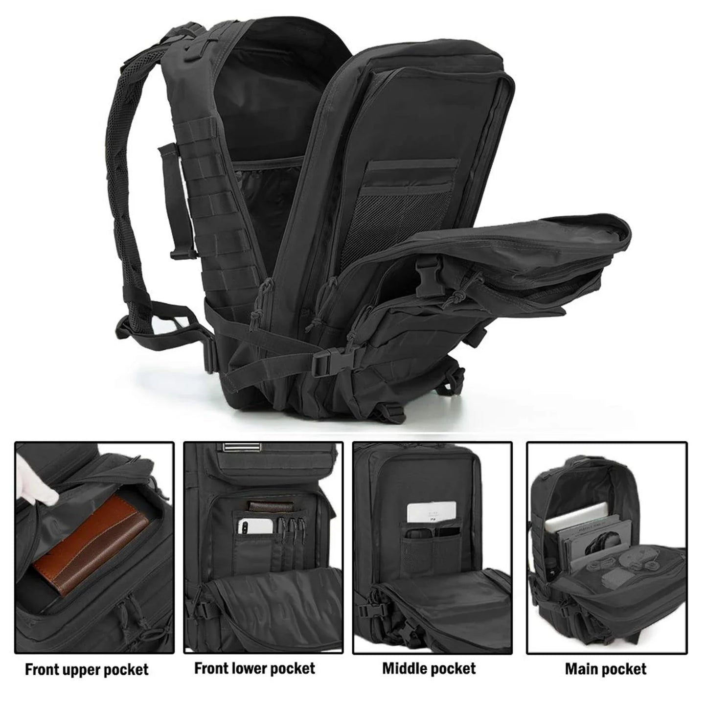 45L Tactical Backpack – Molle Assault Pack for Hiking, Trekking, Camping, Fitness & Daily Use