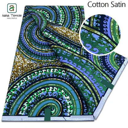 New Grand African Wax Fabric - 6 Yards Cotton Ankara Batik Pagne with Golden Shine Finish for Dresses & Sewing