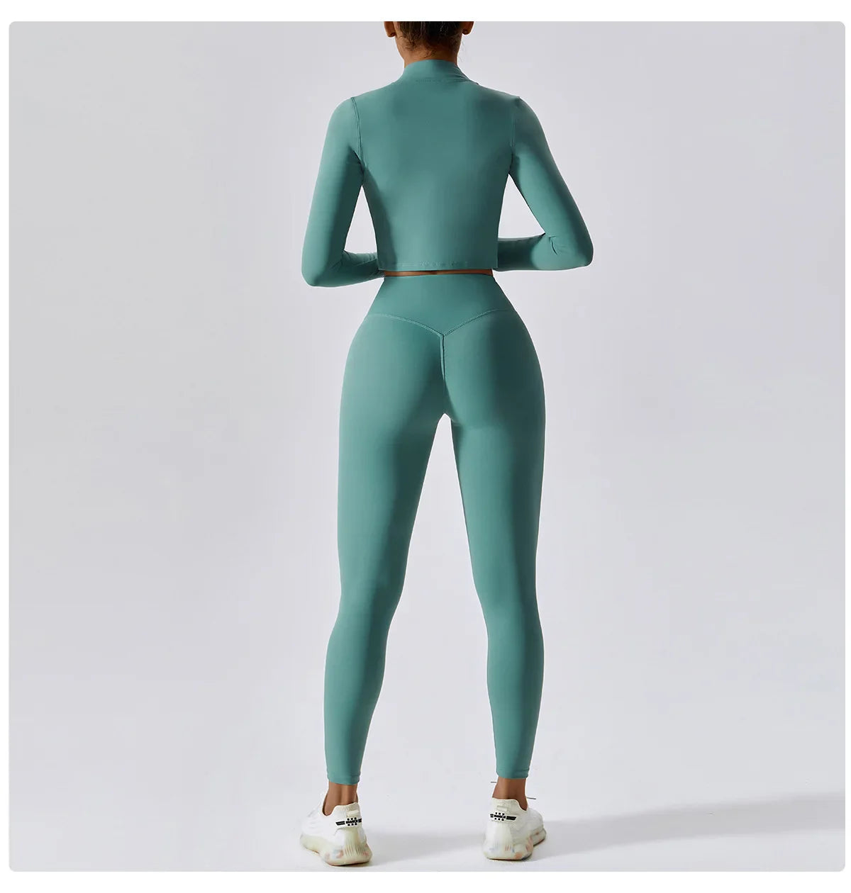 3PCS Women’s Yoga & Workout Set – Long Sleeve Zipper Top with High Waist Leggings Fitness Sportswear