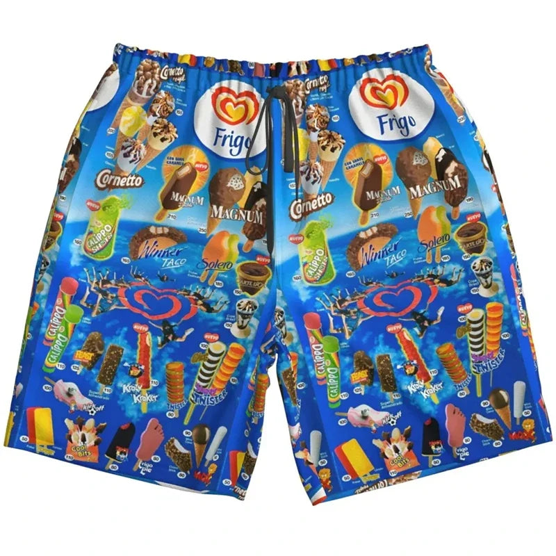 Men’s Ice Cream Hawaiian Shirt - Summer Beach Print Short Sleeve Casual Top with Original Design