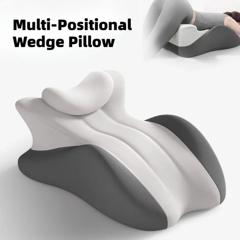 Multi-Positional Wedge Pillow - Memory Foam Ergonomic Prone Bed Pillow with Removable Cover