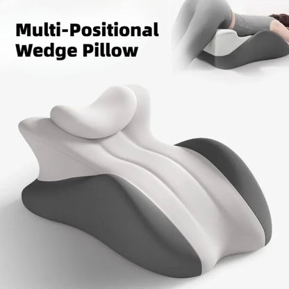 Multi-Positional Wedge Pillow - Memory Foam Ergonomic Prone Bed Pillow with Removable Cover