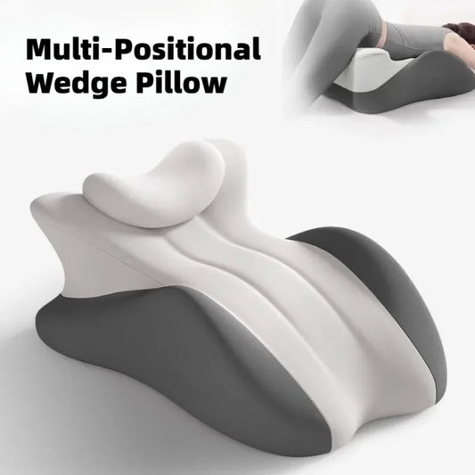 Multi-Positional Wedge Pillow - Memory Foam Ergonomic Prone Bed Pillow with Removable Cover