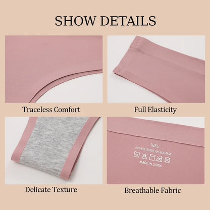 3PCS Seamless Maillard Ultra-Thin Brazilian Panties for Women – Ice Silk Low Waist G-String, Sexy Solid Underwear