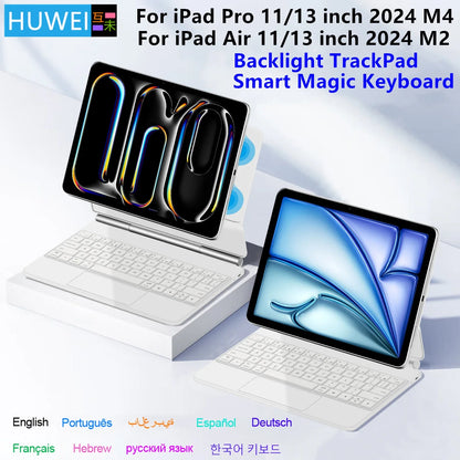 Backlit Magic Keyboard Case for iPad Pro 11/13" (2024 M4) & iPad Air M2 – Smart Folio Cover
