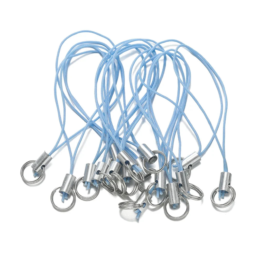20/50pcs Polyester Lanyard Cord - Double Jump Ring Rope for Keychains, Phone Straps, DIY Crafts & Jewelry Making
