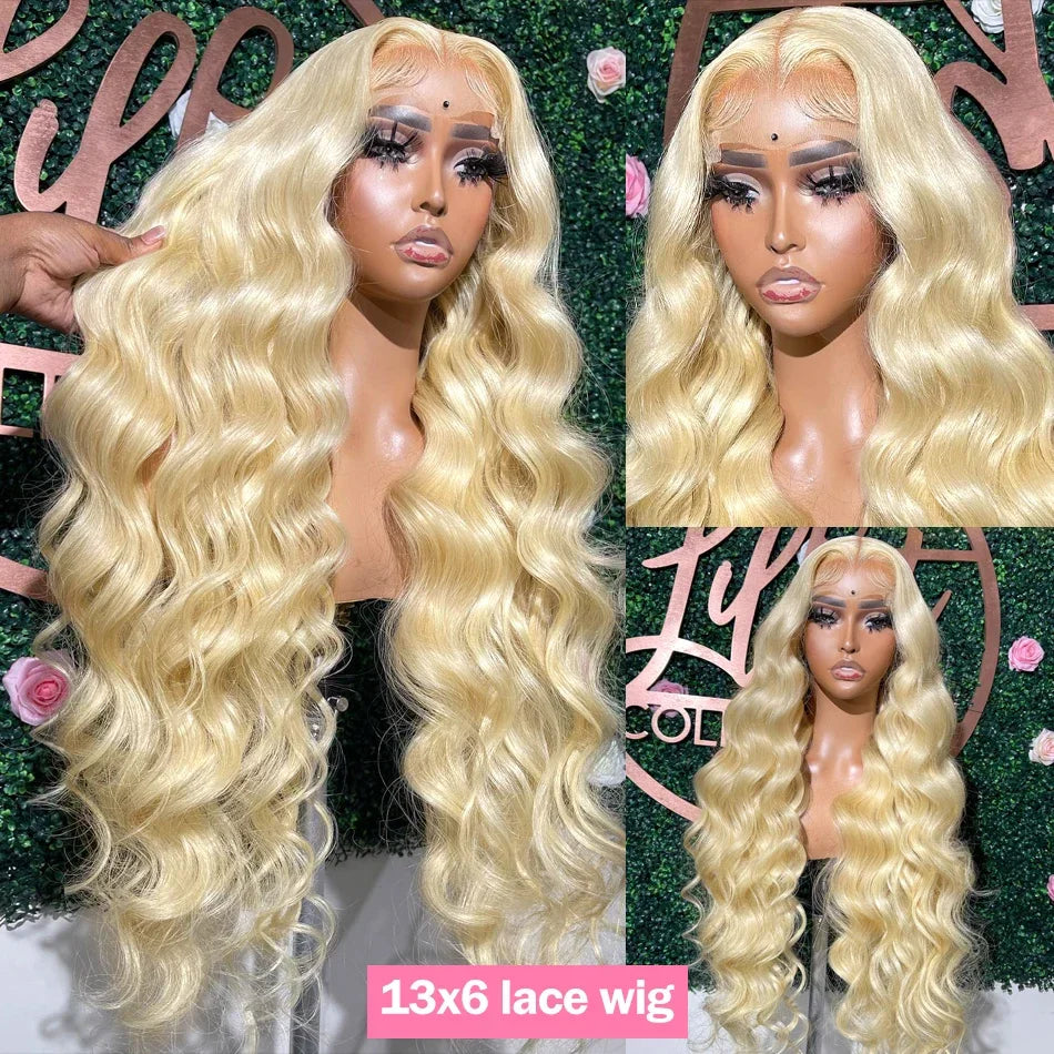 13x6 HD Lace Frontal Wig – Transparent 613 Blonde Body Wave Human Hair Wig, 250 Density