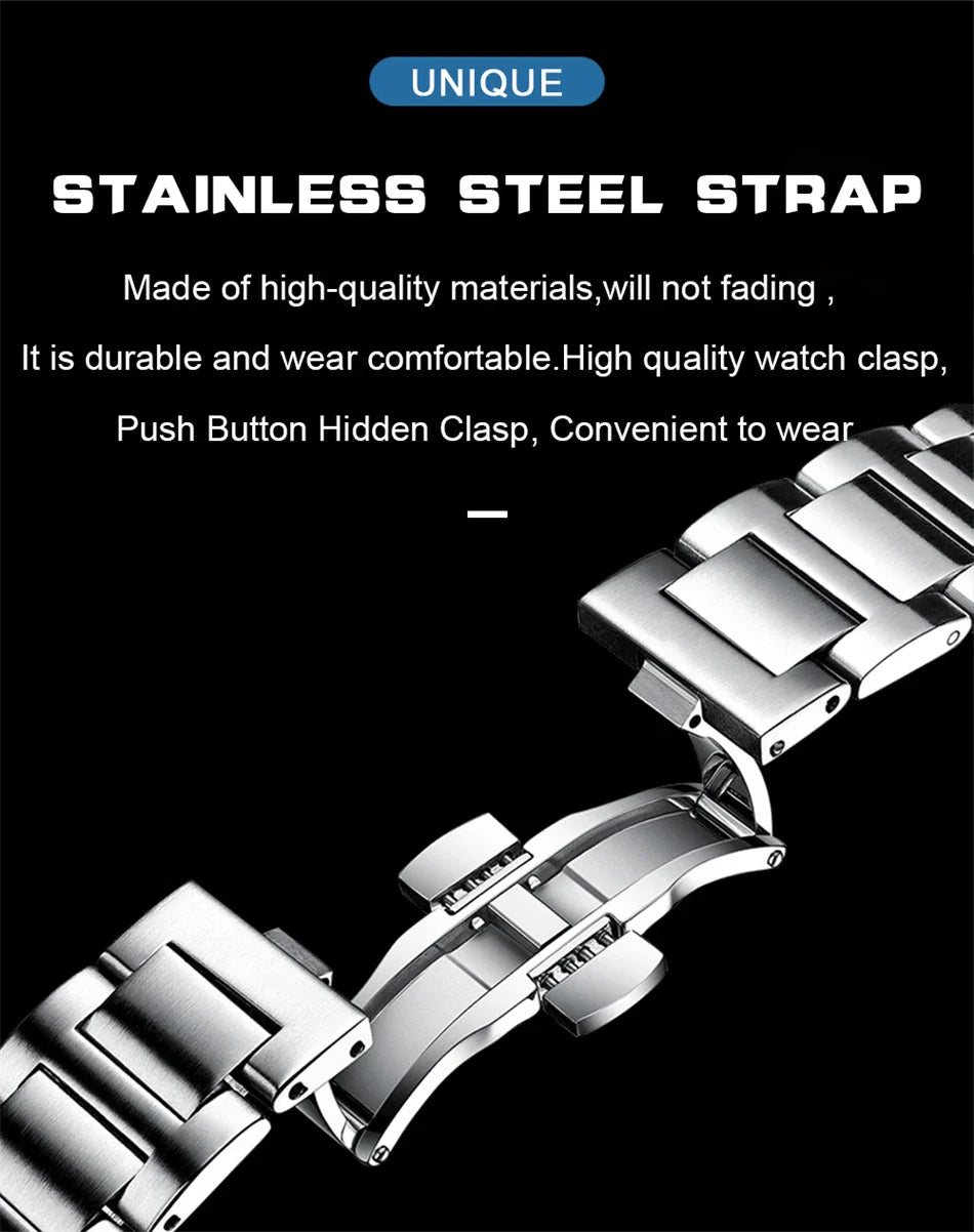 POEDAGAR Luxury Men's Watch – 30ATM Waterproof, Stainless Steel Square Quartz, Luminous Date, Business reloj hombre