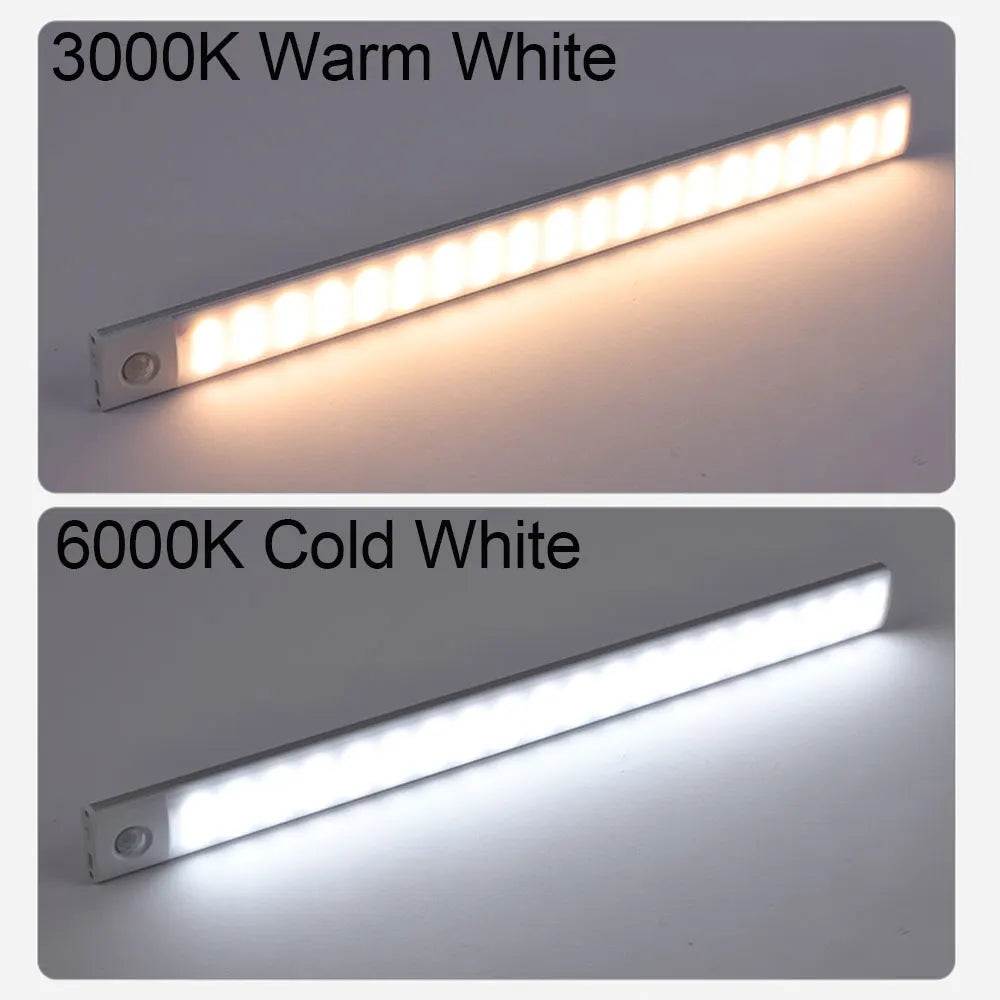 Convenient Illumination: Motion Sensor Wireless LED Night Light - USB Rechargeable Lamp for Cabinets, Wardrobes, Under Backlight - Perfect for Kitchen LED Lighting