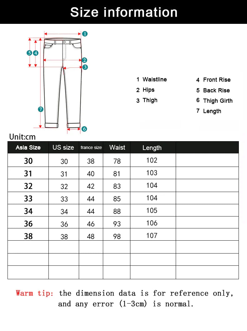 Men’s Classic Black Jeans — Soft Biker Denim Pants Jean Homme Pantalones Hombre Masculino Overalls, Sizes 32-38