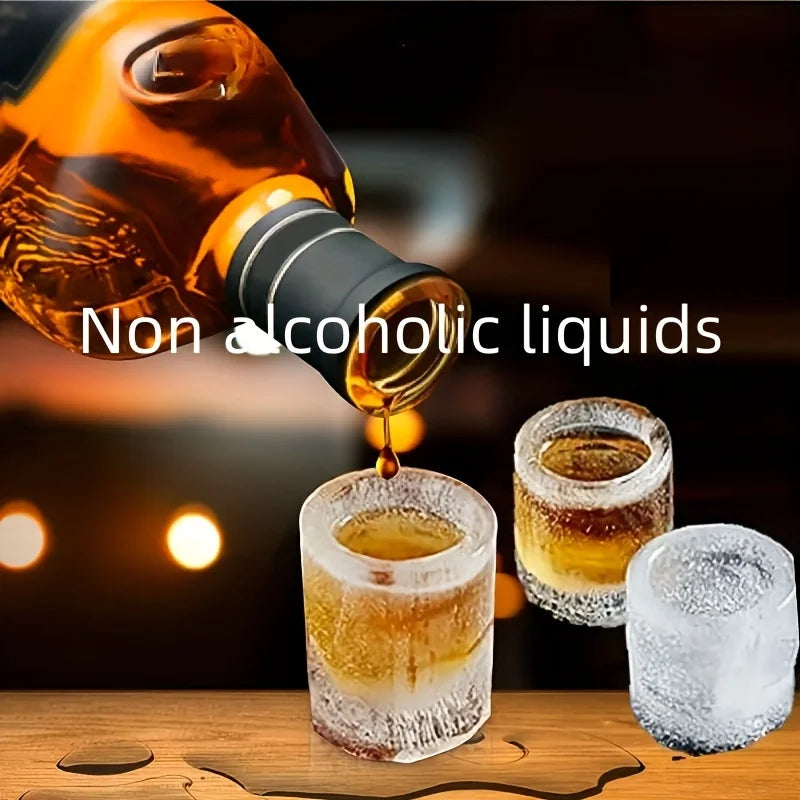 Silicone Ice Cube Mold – 4-Hole Round Press Ice Block Maker for Whiskey, Beer & Drinks | Reusable Cup-Shaped Ice Tray Kitchen Tool