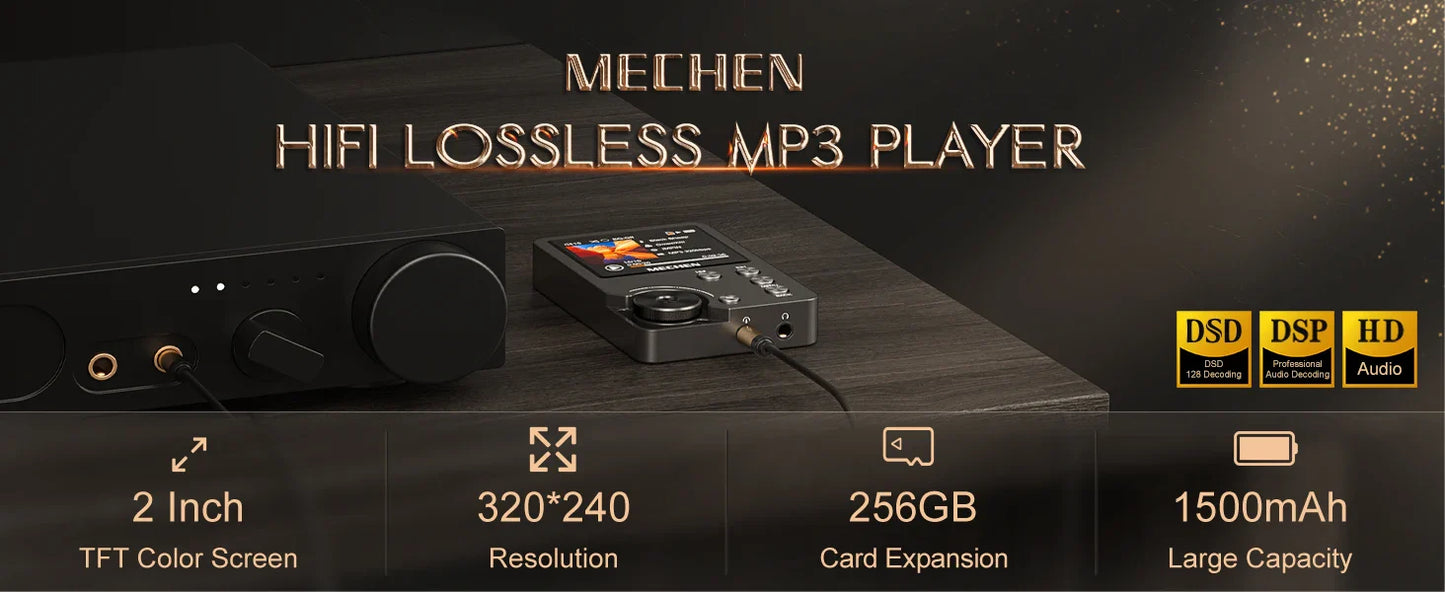 MECHEN M30 HiFi Lossless MP3 Player - 64GB Memory Card, Supports Up to 256GB