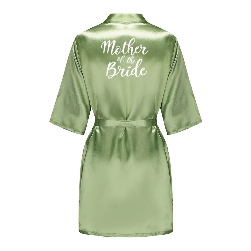 Plus Size Satin Silk Robe for Women - Wedding Bride Bridesmaid Bathrobe Sleepwear in Sage Green