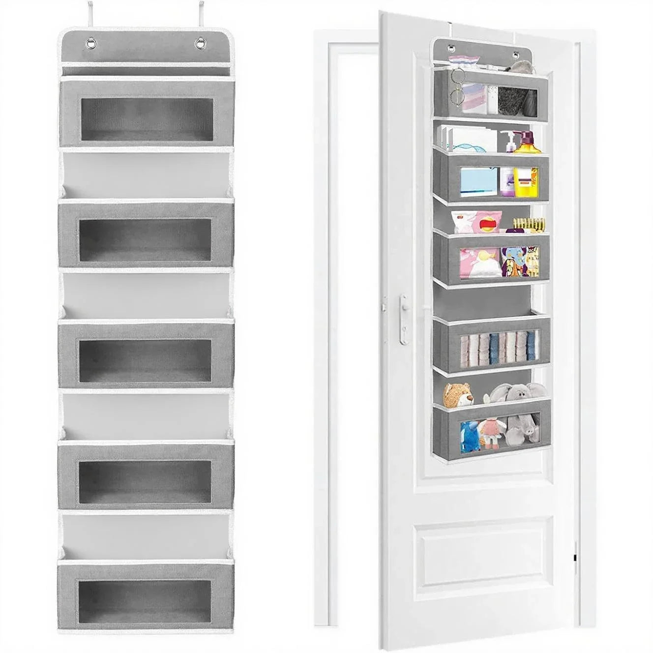 5-Shelf Hanging Storage Organizer - Anti-Tilt Over Door Storage with Large Capacity Pockets for Bedroom & Bathroom