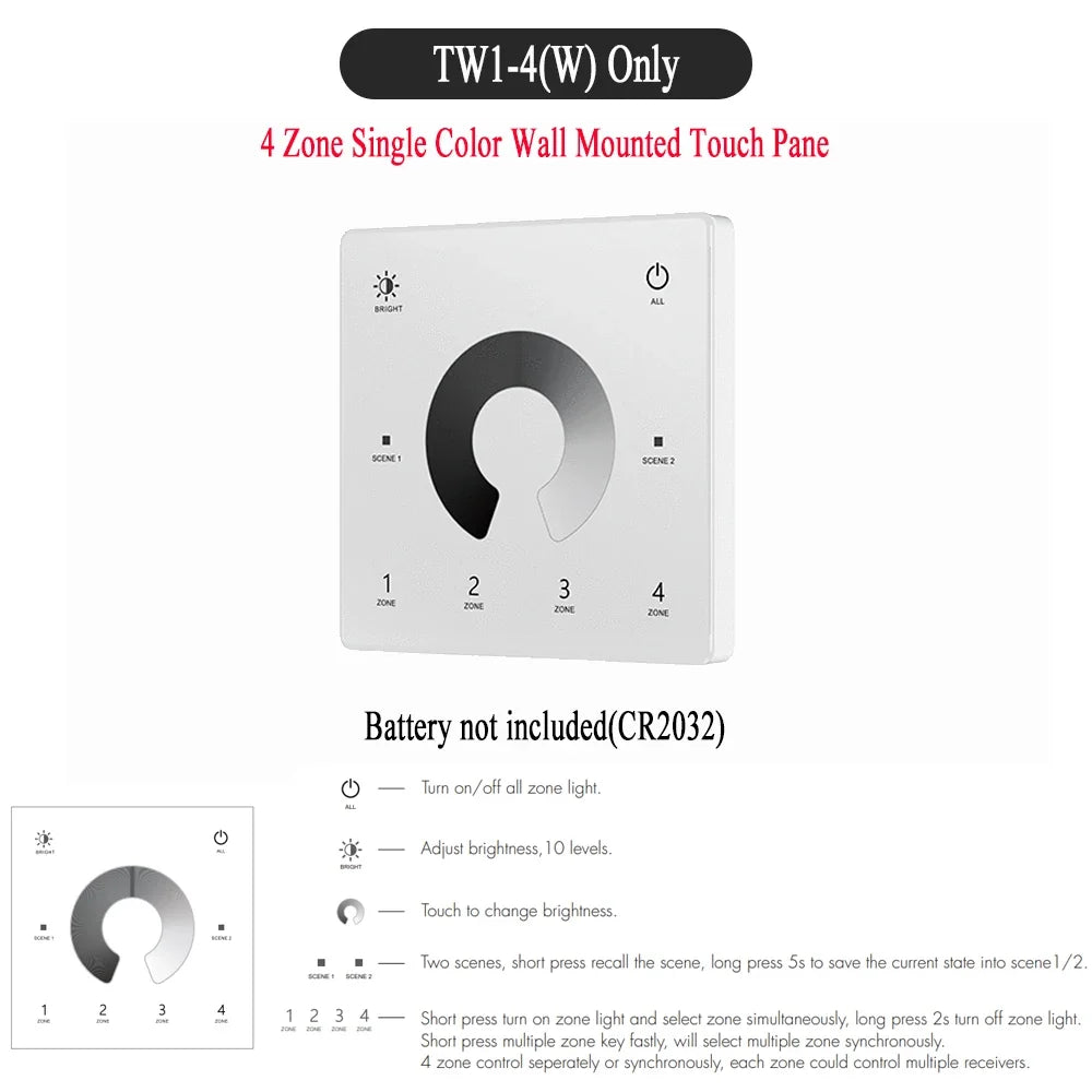 CENFAYA ZigBee & RF 2CH LED Controller - Smart DC 12V/24V Dimmer for CCT LED Strips with Remote Control