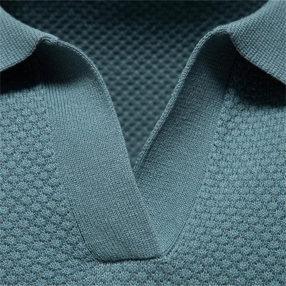 Men's Premium Golf Polo Shirt - 2025 Summer Solid Color Breathable Casual Collared Polo
