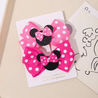 2pcs/Set Girls Polka Dot Bow Hair Clips – Cute Toddler Cartoon Hairpins, Baby Boutique Hair Accessories
