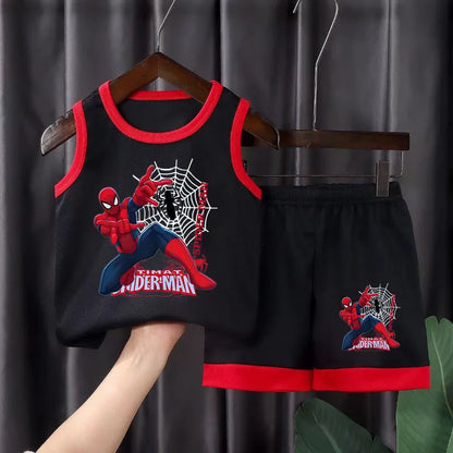 Kids Summer Basketball Outfit Set - Breathable Mesh Vest & Shorts Cartoon Sportswear for Boys