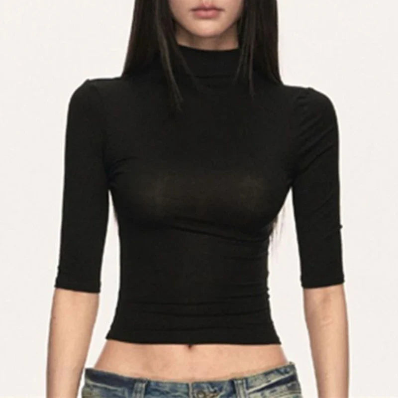 French Style O-Neck Half Sleeve T-Shirt – Summer Casual Office & Punk Women’s Top