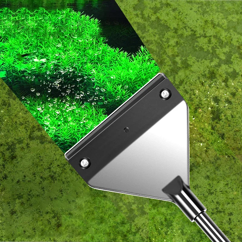 Fish Tank Cleaning Tool – Dual-Use Glass Algae Scraper for Sand & Algae Removal, 5 Blades Aquarium Cleaner