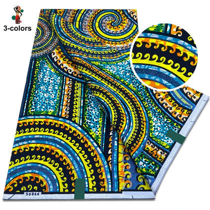 African Gold Print Wax Fabric - 100% Cotton Soft Nigerian Ankara Batik Pagne Material