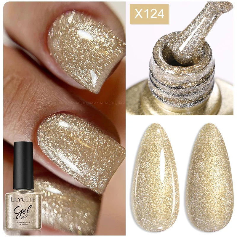 LILYCUTE Solid Color Gel Nail Polish 7ml - Semi-Permanent Soak Off UV LED Gel Varnish for Nail Manicure Art