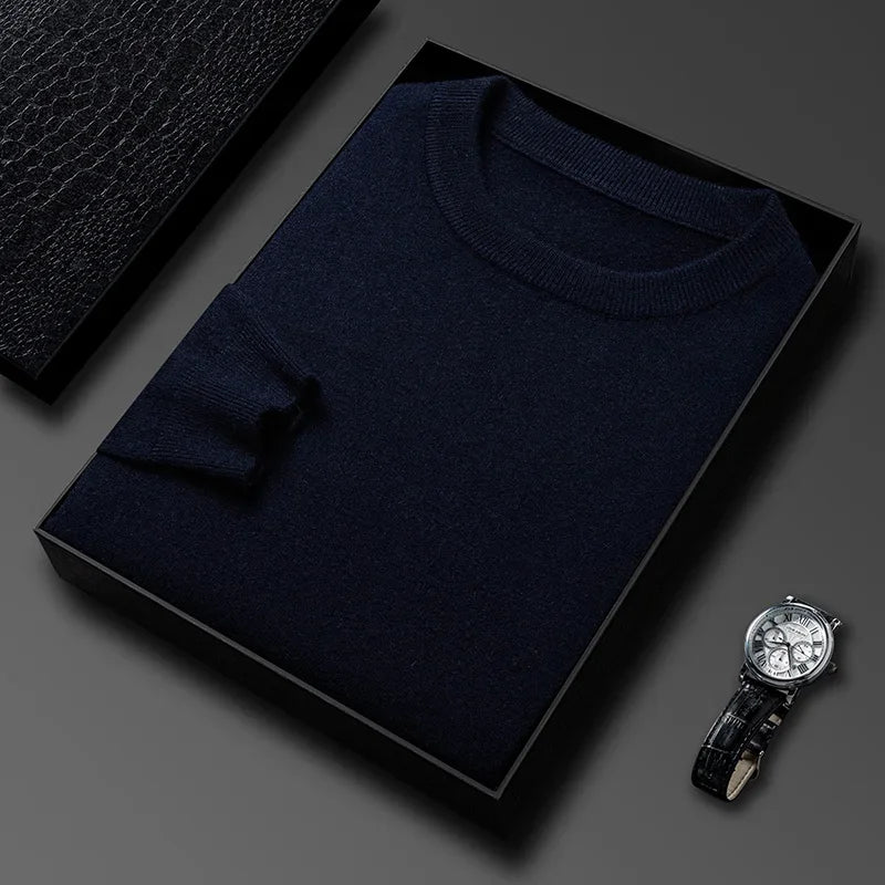 Men's Casual Diamond Pattern Sweater - Round Neck Long Sleeve Knitted Fashion Pullover Versatile Top