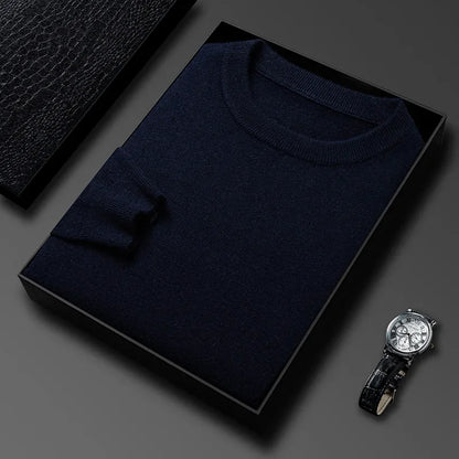 Men's Casual Diamond Pattern Sweater - Round Neck Long Sleeve Knitted Fashion Pullover Versatile Top