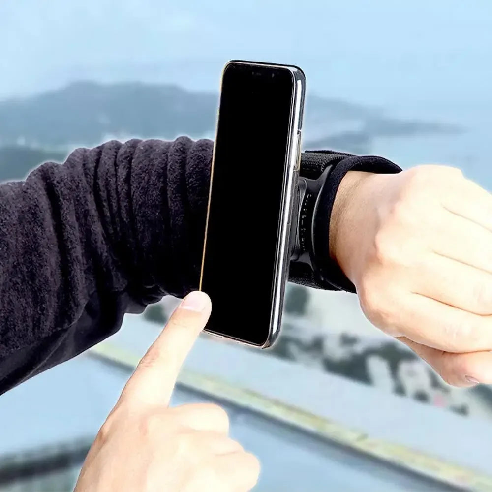 360° Rotatable Wristband Cell Phone Holder – Detachable Armband for Biking, iPhone 15 Pro Max