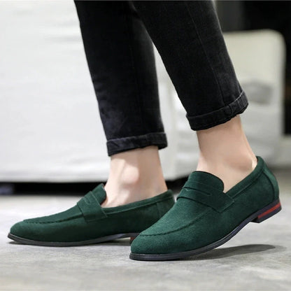 Men’s Suede Leather Slip-On Loafers - Lightweight Comfortable Driving, Party & Wedding Shoes