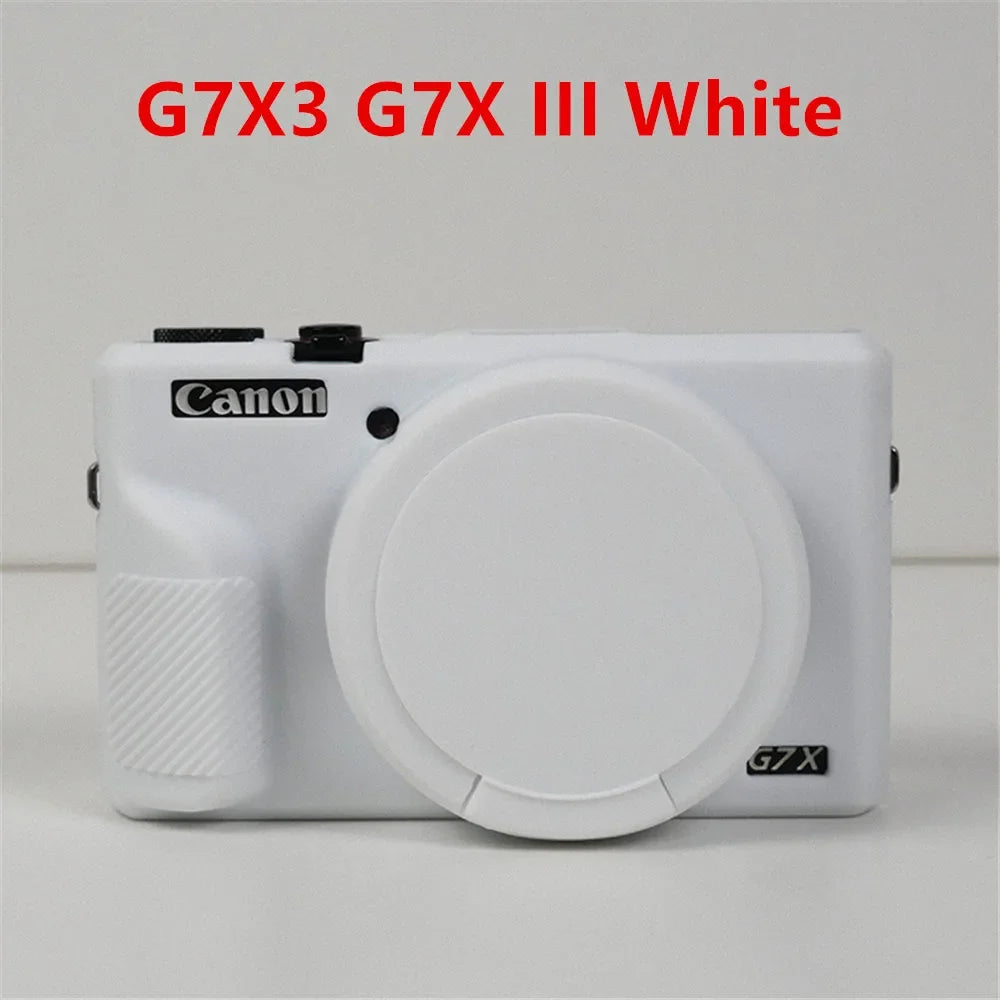 Canon G7X Silicone Camera Case - Soft Rubber Shockproof Body Cover with Lens Cap for G7X Mark II III G7XII G7X2 G7XIII G7X3