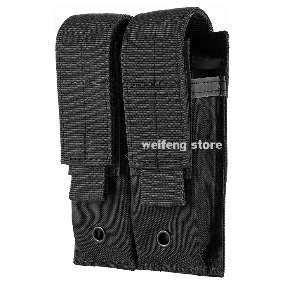 9mm Tactical Magazine Pouch - MOLLE Single & Double Mag Bag, Open-Top Pouch for Glock, M1911, 92F, Torch & Triple Bag