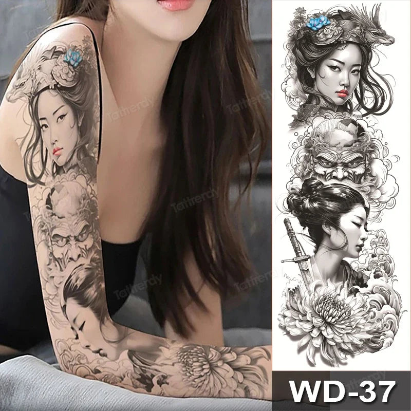 Large Temporary Leg Tattoos for Women - Sexy Animal & Anime Skull Water Transfer Body Art Stickers