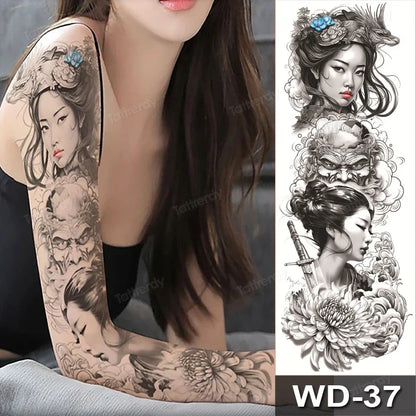 Large Temporary Leg Tattoos for Women - Sexy Animal & Anime Skull Water Transfer Body Art Stickers