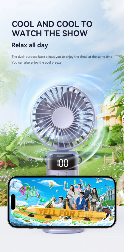 Portable Mini USB Fan – Handheld & Desktop Fan with Phone Holder, 3-Speed Adjustable Wind, Long Battery Life, Multi-Function Cooling Fan