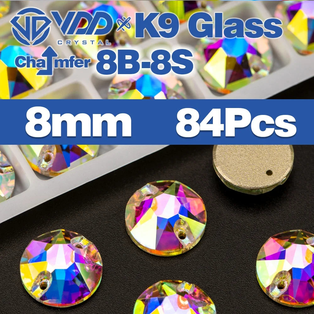 AAAAA K9 Glass Sew-On Rhinestones - AB Crystal Flatback Stones for Wedding Dress & Clothing Accessories