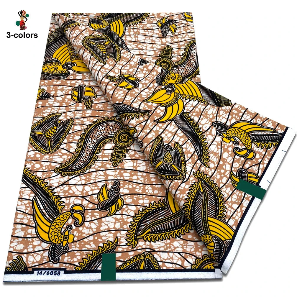 African Real Wax Print Fabric - 100% Cotton Soft Ankara Pagne Material for Dresses