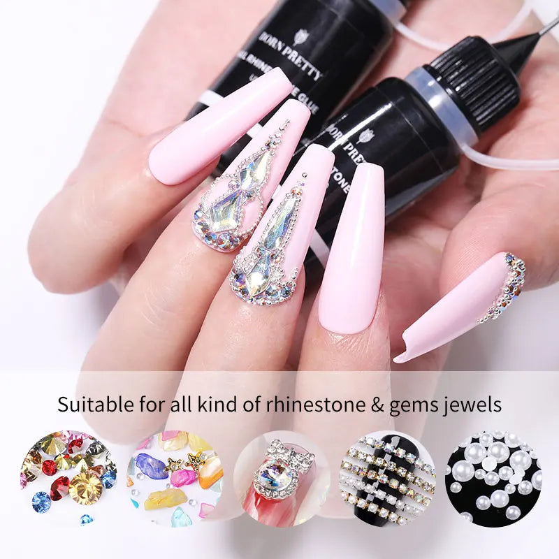 BORN PRETTY 10g Nail Rhinestone Glue - Transparent UV LED Gel Adhesive For Nail Art Crystal Decoration & DIY Manicure