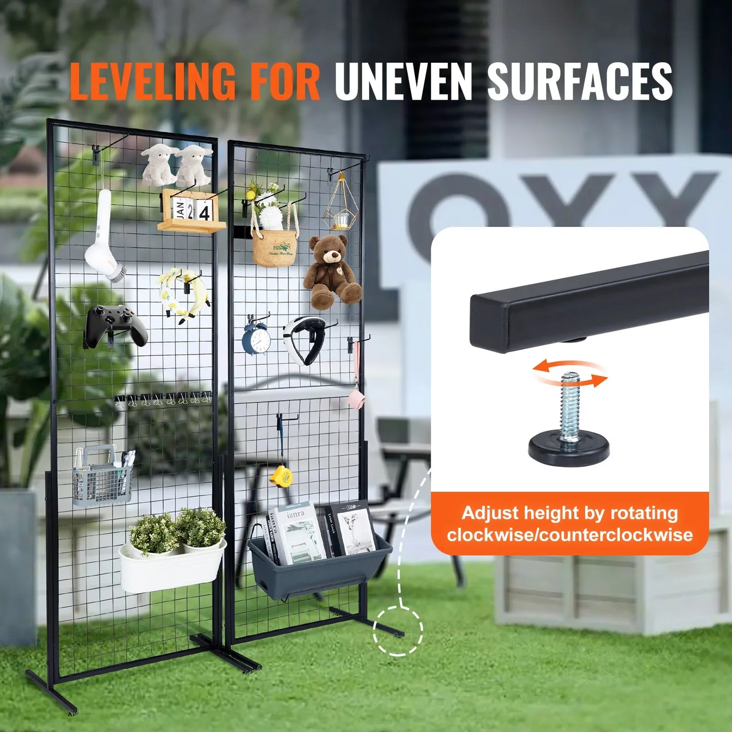 SucceBuy Grid Wall Display Panels - Double-Sided Wire Grid Rack with Hooks for Retail & Craft Shows