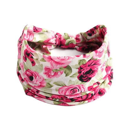 Bohemian Wide Cotton Stretch Headbands for Women – Turban Style Hairbands, Bandana Headwrap Hair Accessories