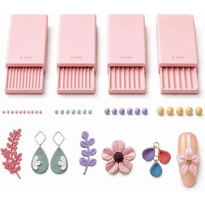 3D Nail Art Gel Bead Roller Set -  Clay Ball Maker Tool for 2mm 3mm 4mm 5mm 3D Flowers