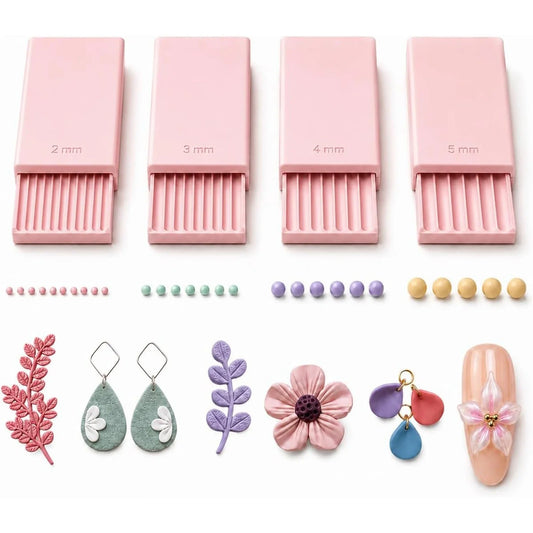 3D Nail Art Gel Bead Roller Set -  Clay Ball Maker Tool for 2mm 3mm 4mm 5mm 3D Flowers