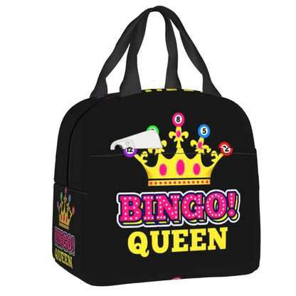 Bingo Queen Insulated Lunch Bag - Waterproof Thermal Cooler Tote for Work, Office & Picnics