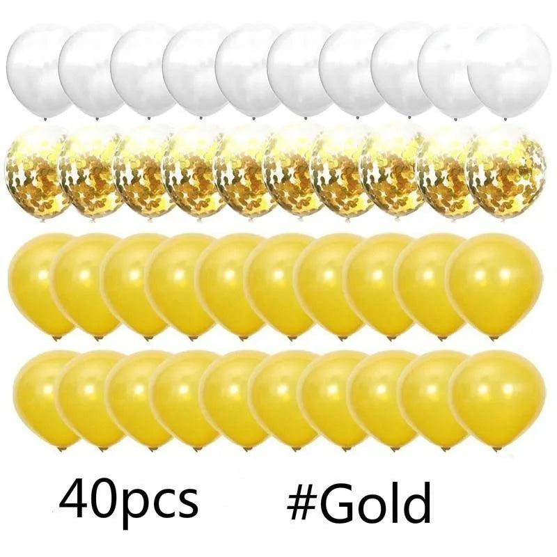 40Pcs/Set 12-inch Mix Blue Rose Gold Confetti Latex Balloon - Birthday, Baby Shower, Wedding, Party Decorations