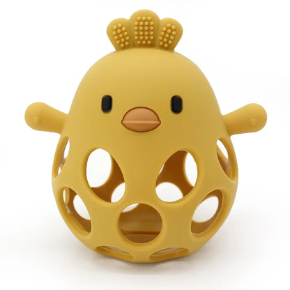 Baby Chick Silicone Teether - Cartoon Hollow Chewing Toy for Infant Teething Training & Care