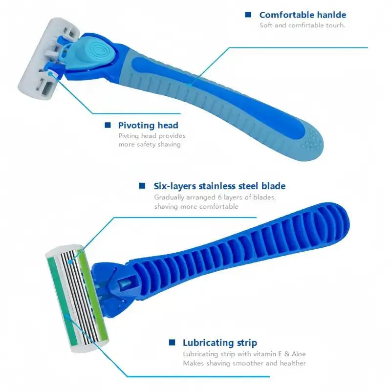 Women’s Manual Safety Razor Set – 1 Handle + 18pcs 6-Layer Stainless Steel Replaceable Blades