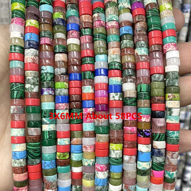 Natural Gemstone Beads - Agate Quartz Turquoise Faceted Rondelle Spacer Beads for DIY Jewelry Making & Bracelets
