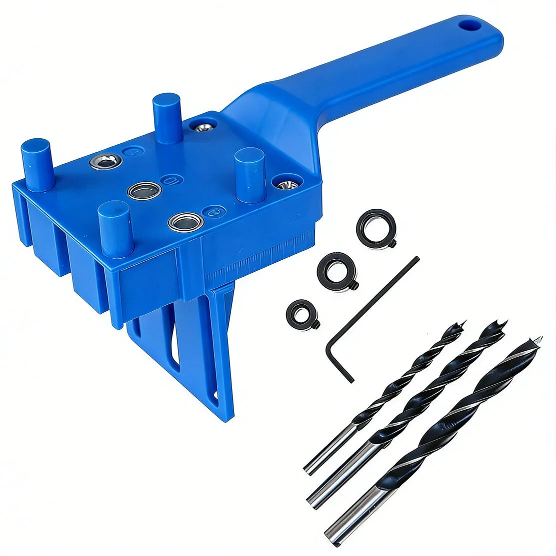 3-in-1 Self-Centering Dowel Jig Drill Guide Kit – 6/8/10mm Woodworking Straight Hole Punching & Joinery Positioning Tool